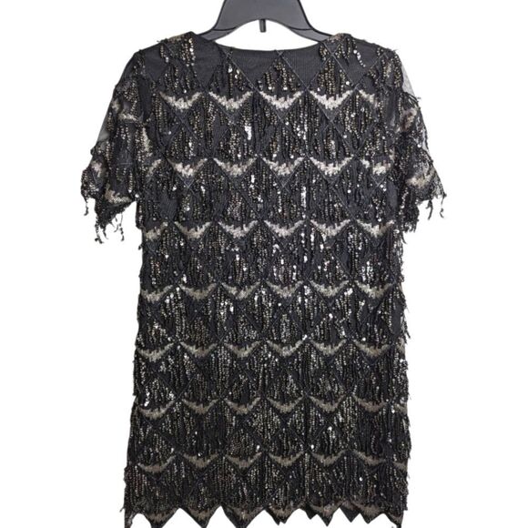 Endless Rose Black & Silver Sequin Fringe Ultra Mini Party Dress Womens S - Picture 7 of 7
